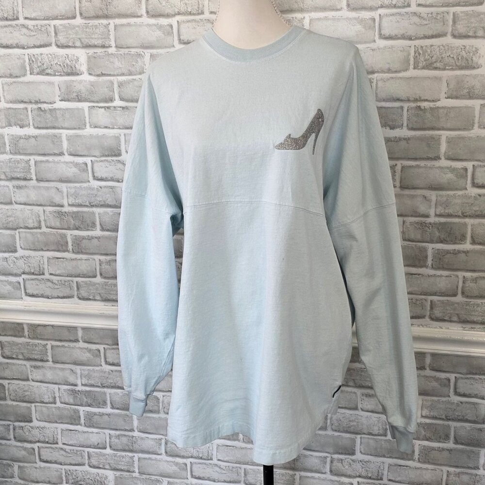 Disneyland Resort Blue & Silver Cinderella Slipper Spirit Jersey Large Souvenir